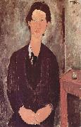 Amedeo Modigliani Portrat des Chaiim Soutine, an einem Tisch sitzend painting